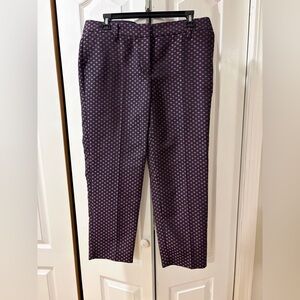 J. Crew Skimmer Jacquard Dress Pants with Pink Dot Micro-Pattern